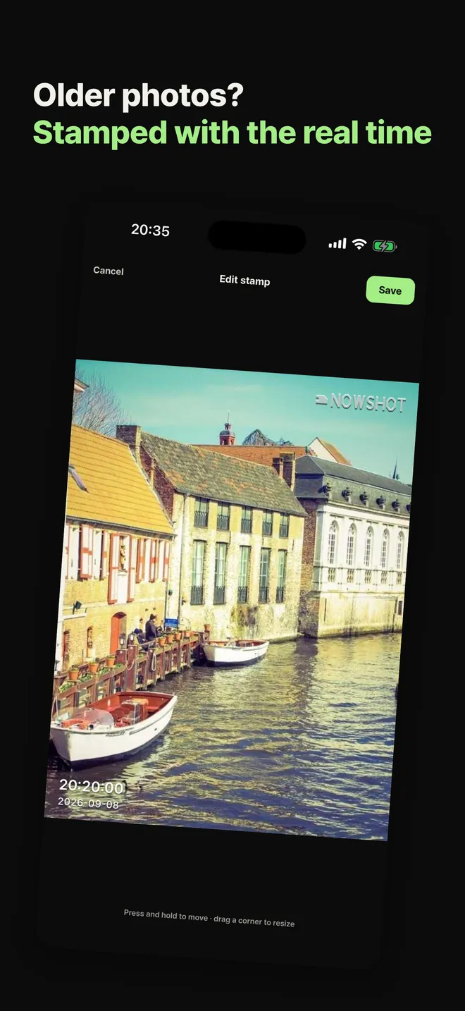 Older photos? Stamped with the real time. Importing a photo.